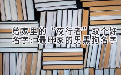  给家里的“夜行者”取个好名字：最旺家的男黑狗名字 