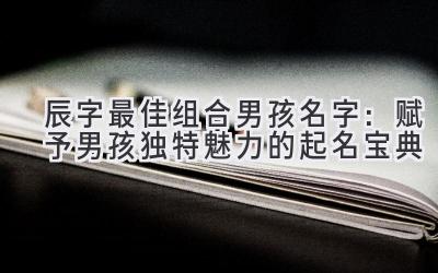  辰字最佳组合男孩名字：赋予男孩独特魅力的起名宝典 